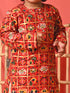 Boy's' Red Patola Print Festive Kurta Pyjama Set